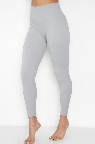 Seamless High Waisted Ribbed Leggings In Grey