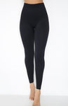 Seamless High Waisted Ribbed Leggings In Black