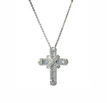 Small Silver Baguette Cross Necklace