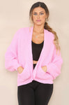 Short Knit Cardigan In Pink
