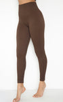 Seamless High Waisted Ribbed Leggings In Brown