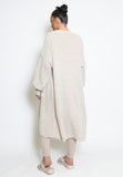 Long Knit Cardigan In Beige