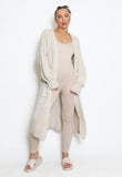 Long Knit Cardigan In Beige