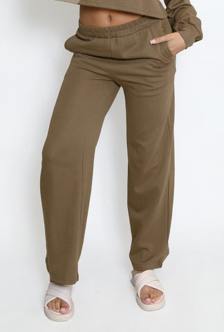 Wide Leg Tracksuit Bottoms In Brown