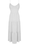 Lace Back Split Maxi Dress In White