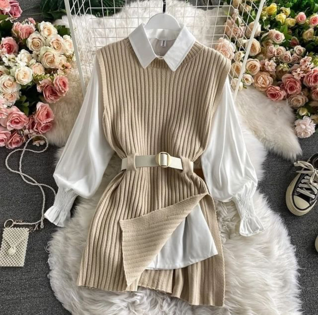 White shirt and online jumper dress