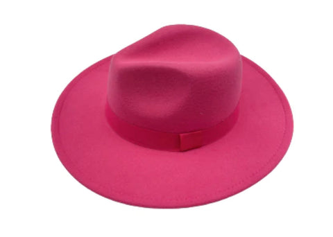 Fuchsia Fedora Felt Hat With Poly Band