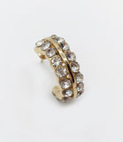 Diamanté Mini Hoop Earrings In Gold
