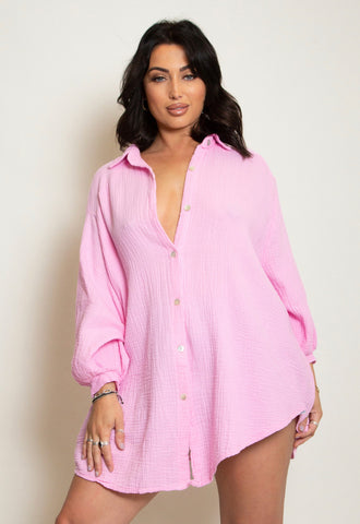 Oversized Cheesecloth Shirt In Pink
