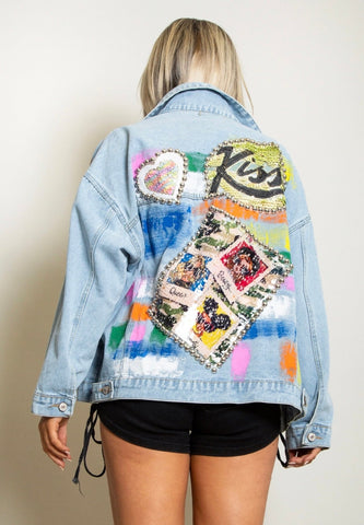 Oversized Sequin Denim Jacket