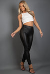 High Waisted Leather Leggings in Black