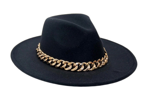 Black Fedora Chain Hat