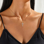 Gold Diamanté Cross Necklace