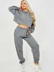 Cropped Hoodie & Jogger Set in Charcoal Grey