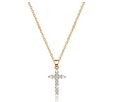 Gold Diamanté Cross Necklace