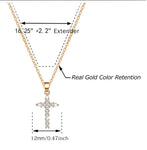 Gold Diamanté Cross Necklace