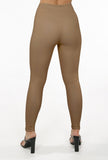 High Waisted Leather Leggings in Beige
