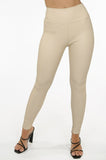 High Waisted Leather Leggings in Cream