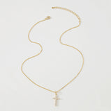 Gold Diamanté Cross Necklace