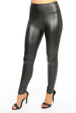 High Waisted Leather Leggings in Black